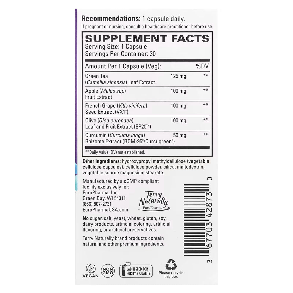 Supplement Facts for Terry Naturally Optimal Wellness - 30 capsules