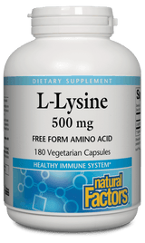 Natural Factors L-Lysine 500 mg 180 capsules