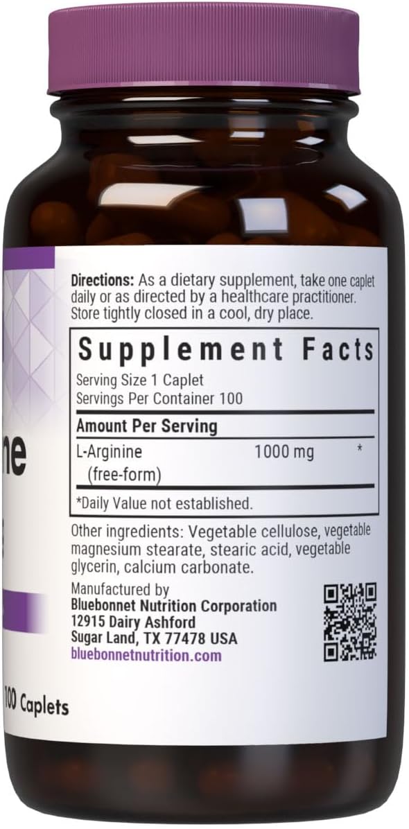 Supplement Facts for Bluebonnet L-Arginine 1000mg - 100 Caplets