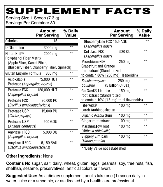 Supplement Facts for Nature's Finest Advanced Gut Care - 7.73oz