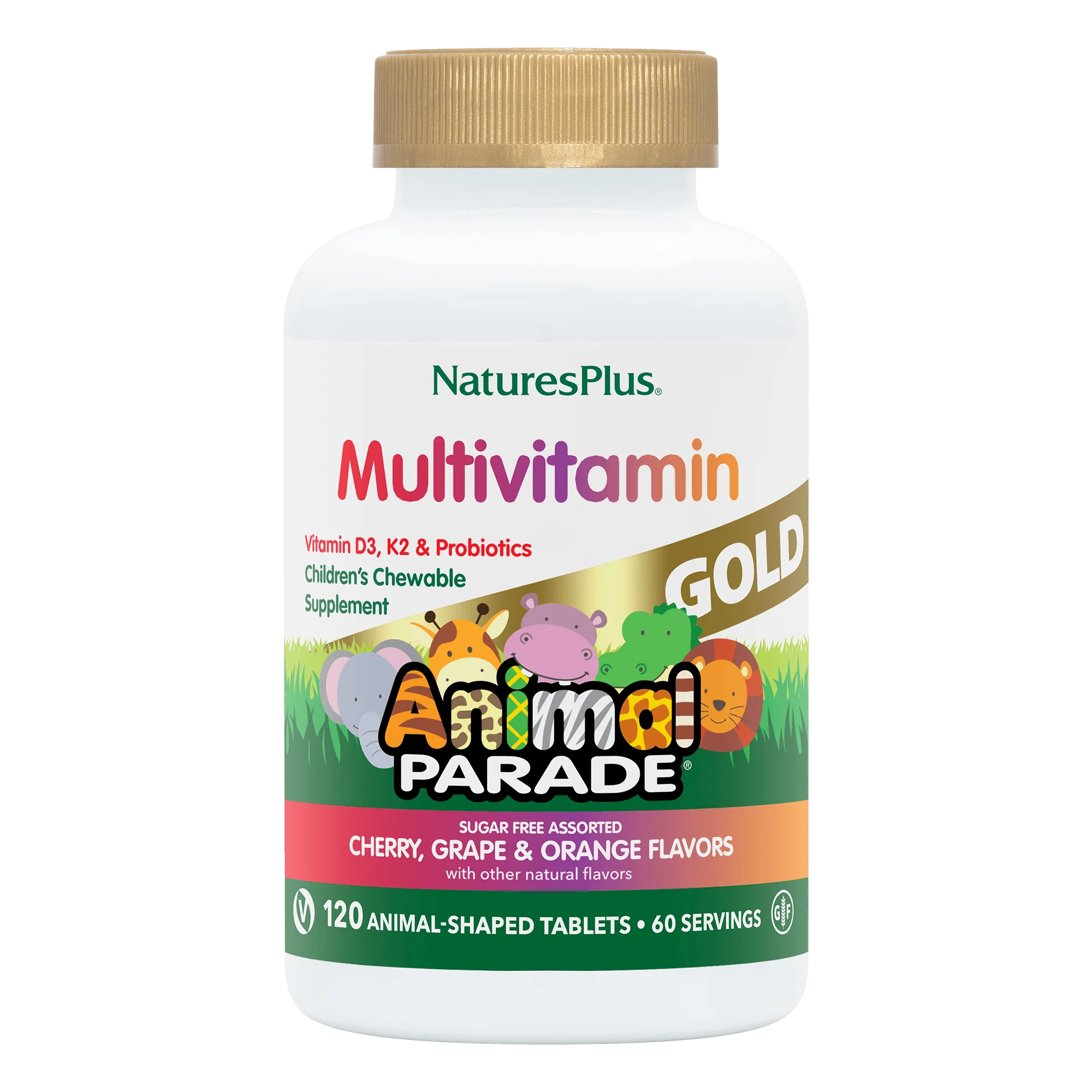 Natures Plus Animal Parade Gold Kids Multivitamin Assorted Flavors - 120 Chewables