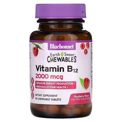 Bluebonnet Vitamin B12, 2000 mcg, 90 chewable tablets