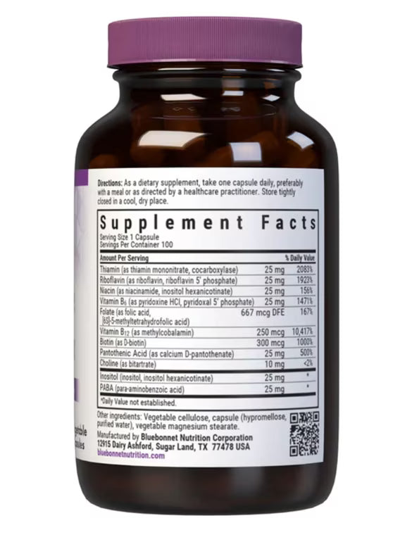 Supplement Facts for Bluebonnet Coenzyme B-Complex, 100 vcaps