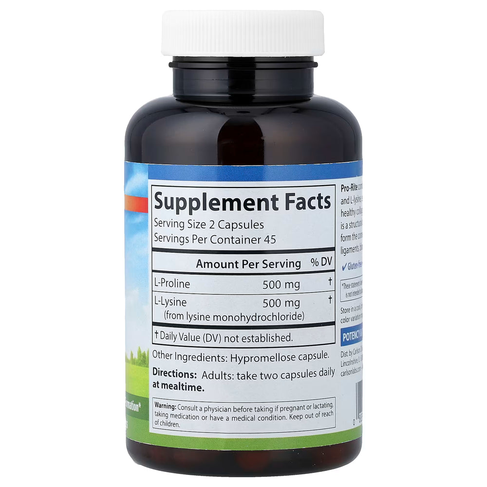 Supplement Facts for Carlson Pro-Rite - 90 Capsules