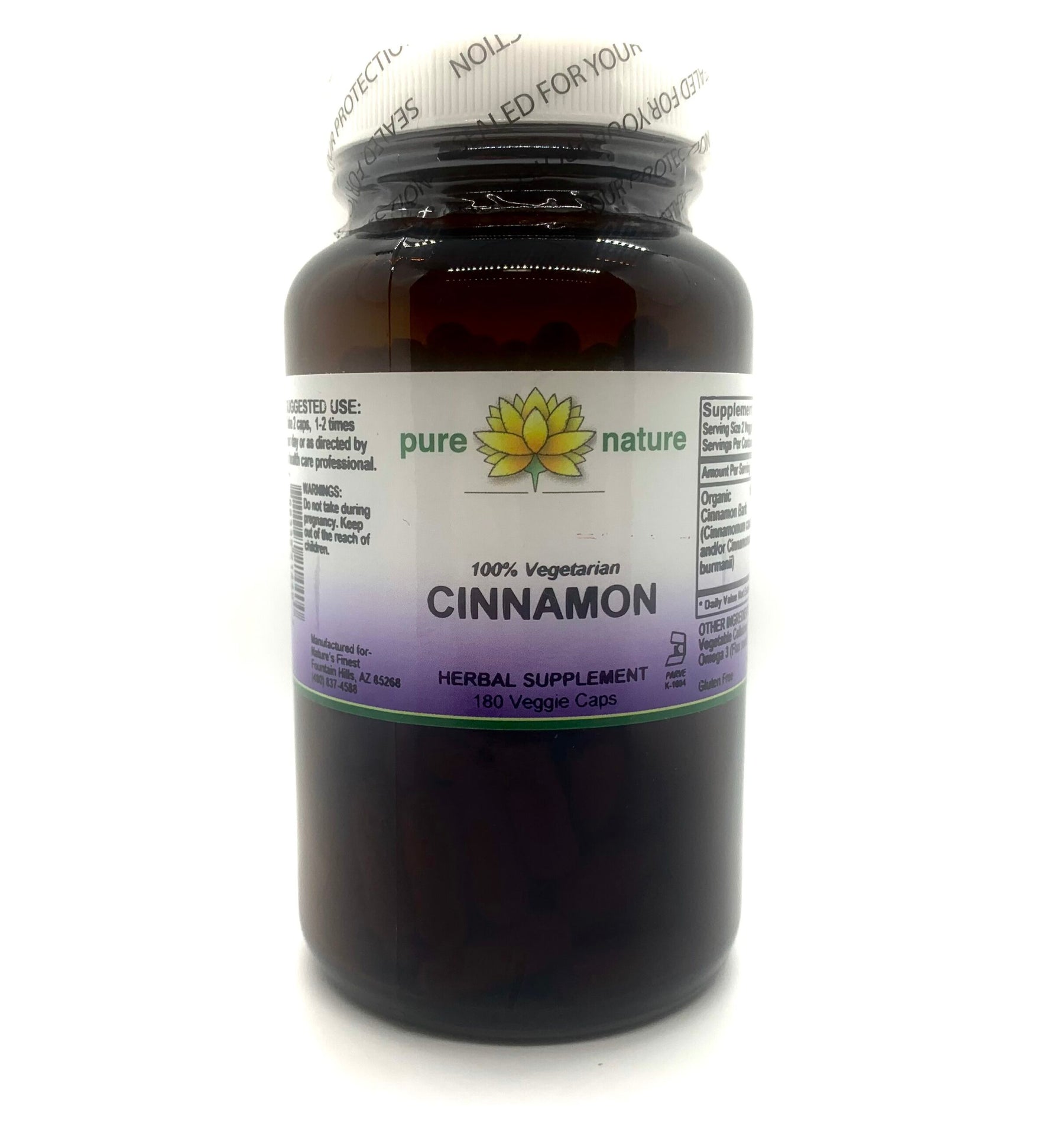 Pure Nature Cinnamon (Organic) 180 Veg Caps