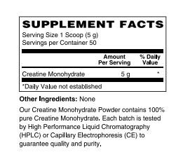 Supplement Facts for Nature's Finest Creatine Monohydrate