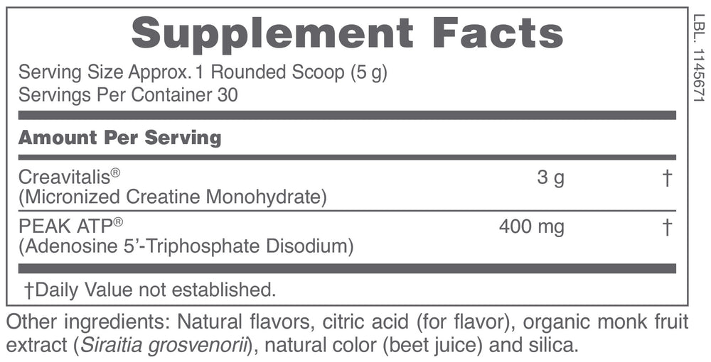 Supplement Facts for Nature's Plus PRO Creatine Performance System