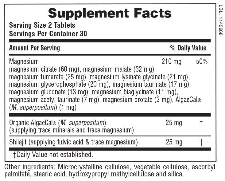 Supplement Facts for Nature's Plus KalmAssure® Magnesium Complex 12 - 60 Tablets