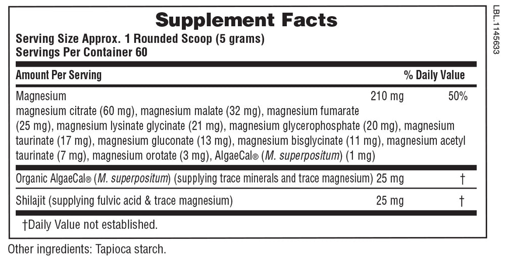 Supplement Facts for Nature's Plus KalmAssure® Magnesium Complex 12 Powder