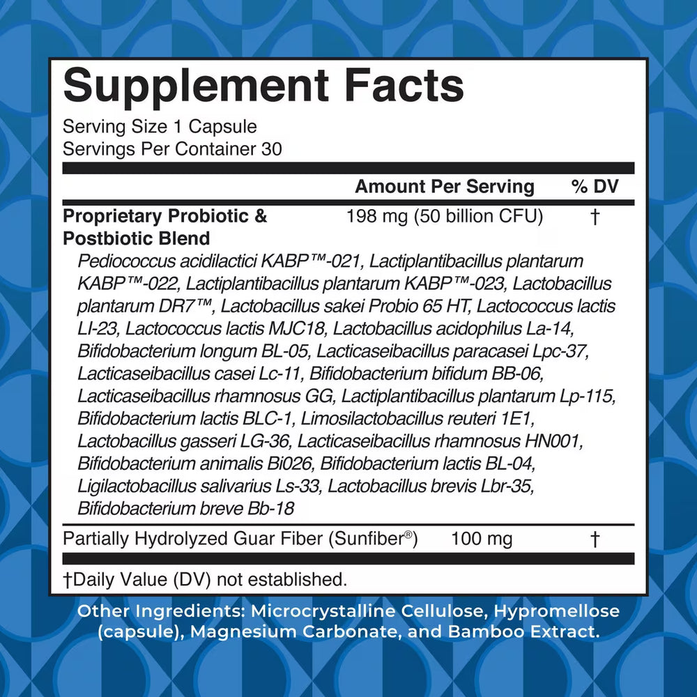 Supplement Facts for Mary Ruth's 3-IN-1 Daily Digestive Health, 50 Billion CFU, 30 caps