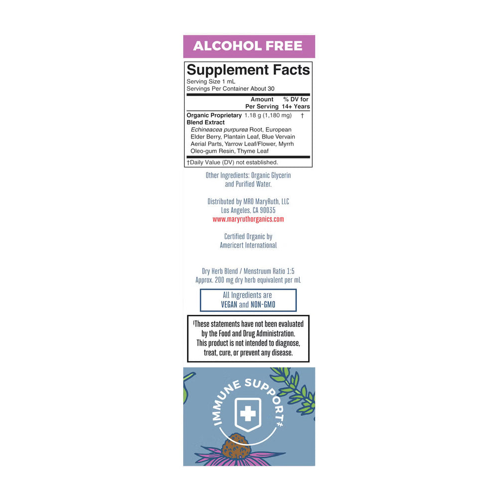 Supplement Facts for Mary Ruth's Organic Lymphatic Support Liquid Extract, 1 fl. oz.