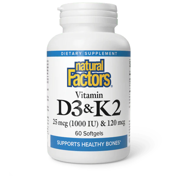 Natural Factors Vitamin D3 & K2 25 mcg (1000 IU) & 120 mcg 60 softgels