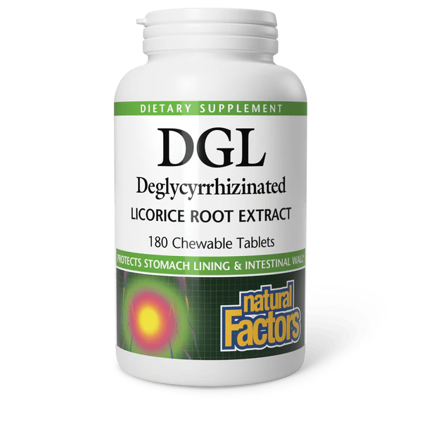 Natural Factors Deglycyrrhizinated Licorice (DGL) 400 mg 180 chewable tabs