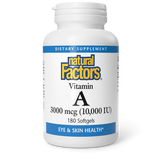 Natural Factors Vitamin A 3000 mcg (10,000 IU) - 180 softgels