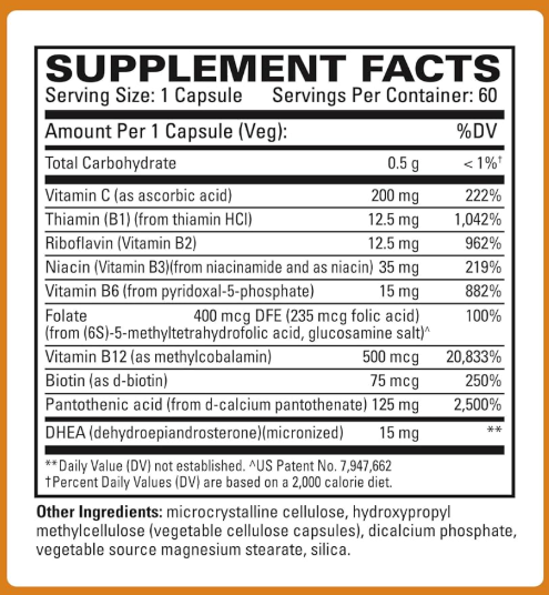 Supplement Facts for Terry Naturally Cortisol Rescue - 60 capsules
