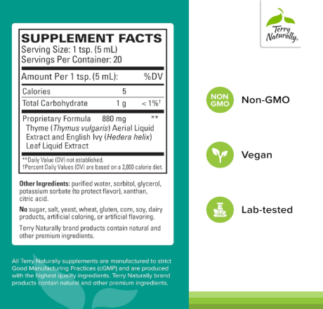 Supplement Facts for Terry Naturally Bronchial Clear Syrup - 3.4 fl. oz