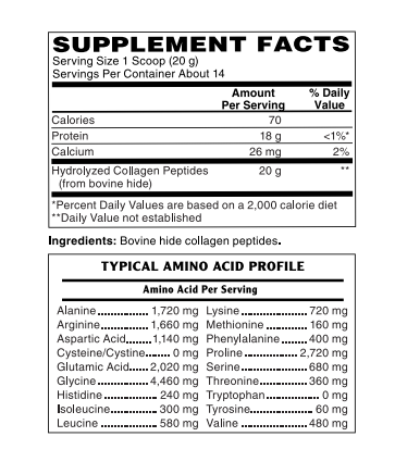 Supplement Facts for Nature's Finest Collagen Peptides