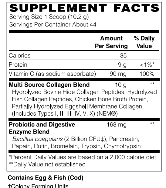 Supplement Facts for Nature's Finest Multi Source Collagen Peptides