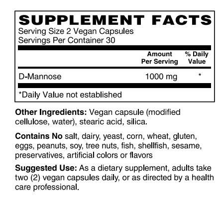 Supplement Facts for Nature's Finest D-Mannose 1000mg