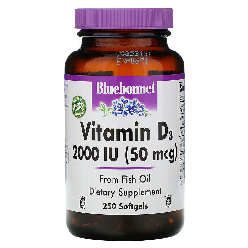 Bluebonnet Vitamin D3 2000 IU (50mcg) - 250 softgels