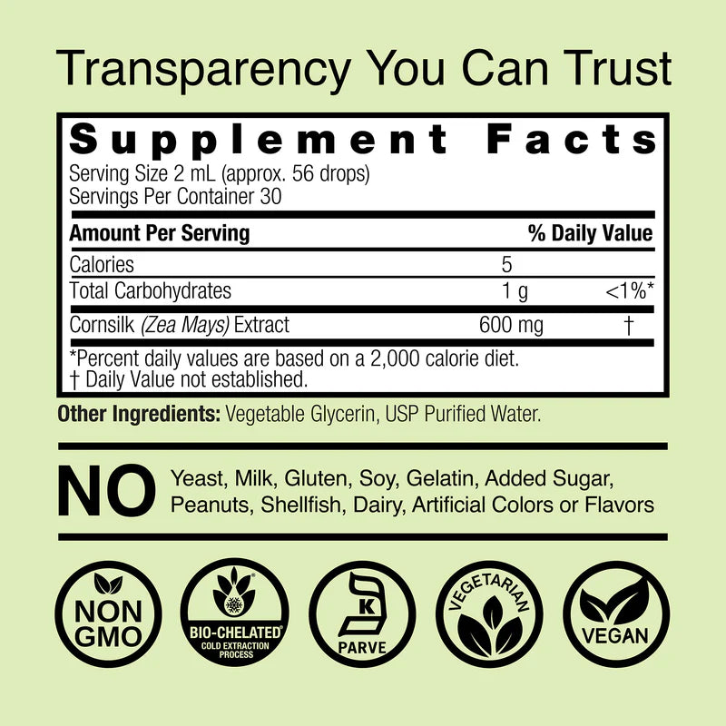Supplement Facts for Nature's Answer Cornsilk - 1 Fl Oz
