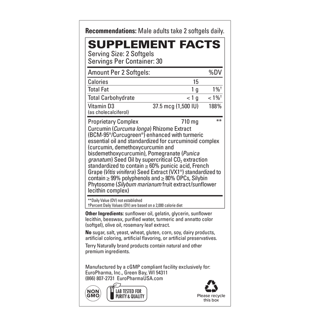 Supplement Facts for Terry Naturally Healthy PSA Levels - 60 softgels