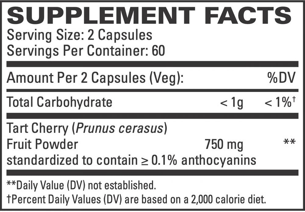 Supplement Facts for Terry Naturally Tart Cherry - 120 Capsules