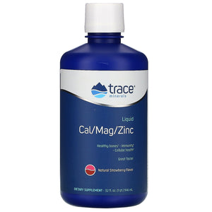 Trace Minerals Liquid Cal/Mag/Zinc Strawberry Flavor - 32 oz